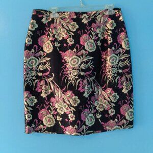 80s vintage metallic floral skirt